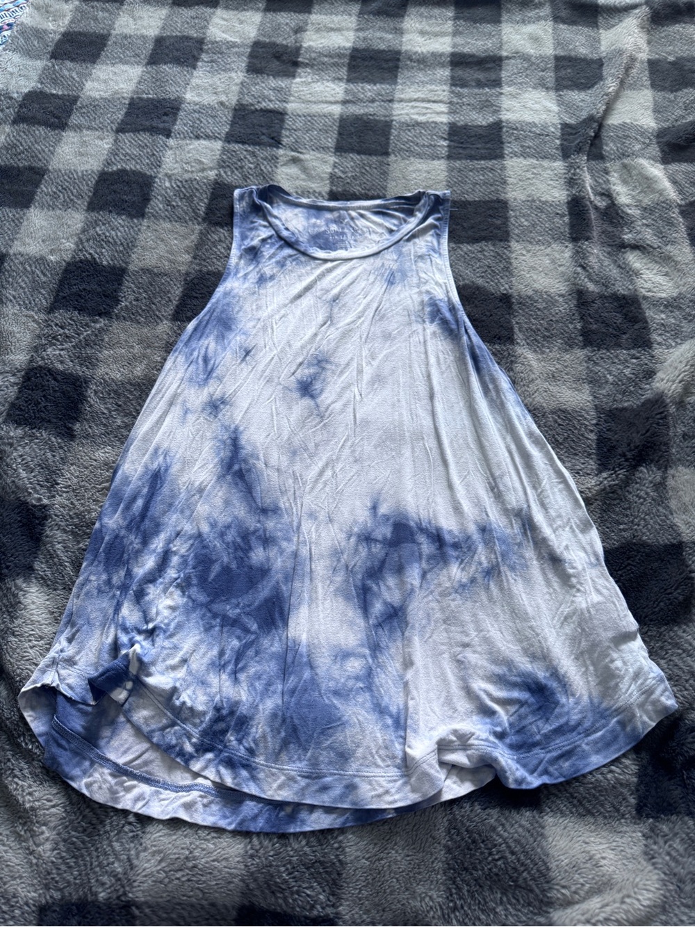 American Eagle Outfitters Soft & Sexy Light Blue/Purple Tie-Dye Tank Top-Small